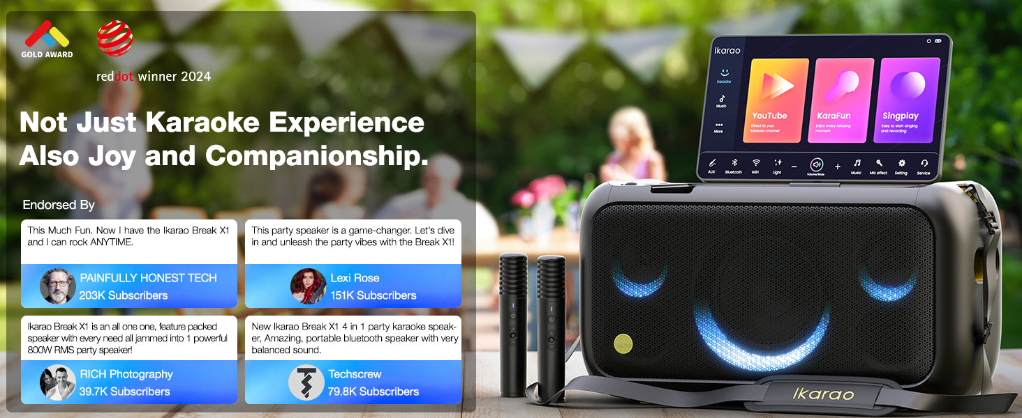 Ikarao BREAK X1 Portable 800w Karaoke Machine with 13.3" Display "AVAILABLE NOW!"