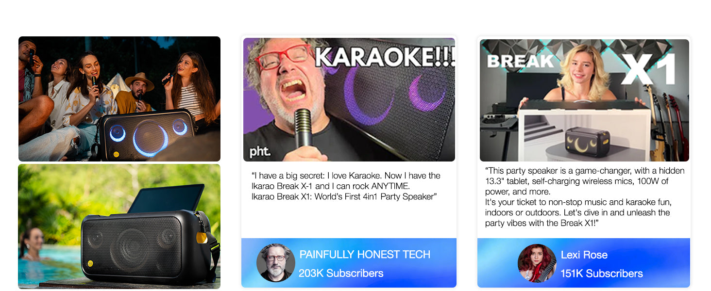 Ikarao BREAK X1 Portable 800w Karaoke Machine with 13.3" Display "AVAILABLE NOW!"