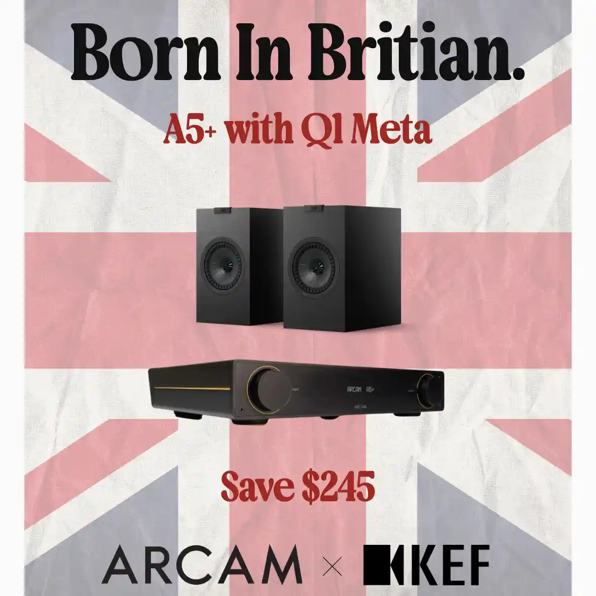 KEF Q1 Meta with Arcam A5+ Speakers Amplifier System