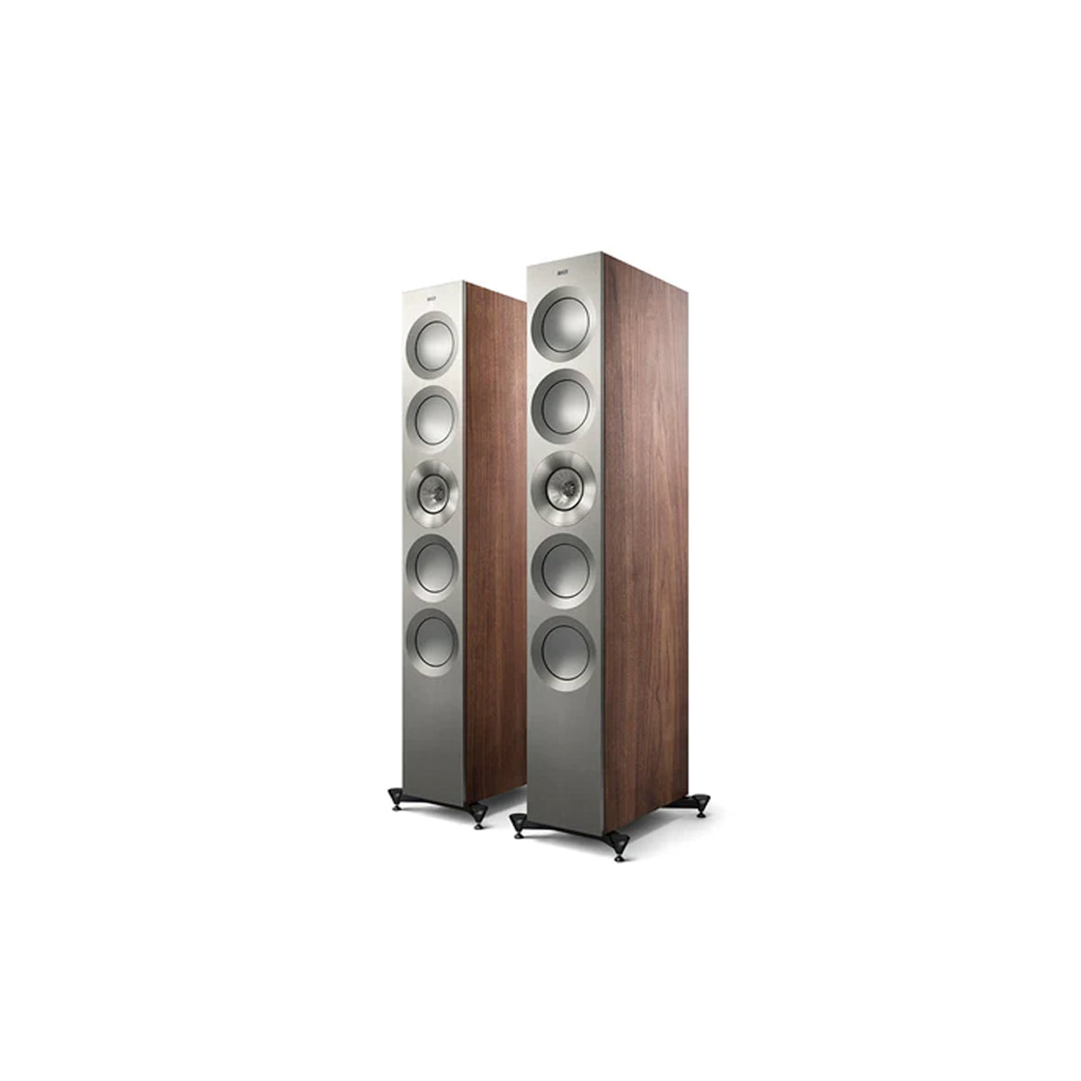 KEF Reference 5 Meta 3-Way 5-Drivers Floorstanding Speakers (pair) - Satin Walnut/Silver