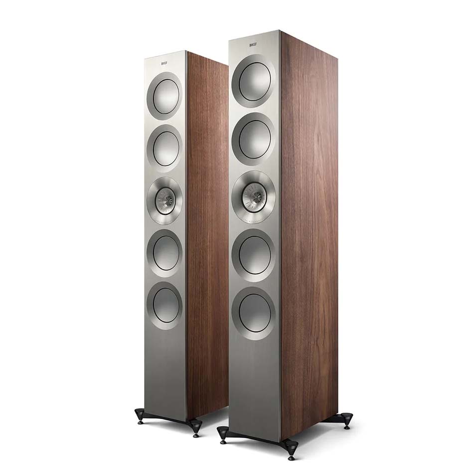 KEF Reference 5 Meta 3-Way 5-Drivers Floorstanding Speakers (pair) - Satin Walnut/Silver