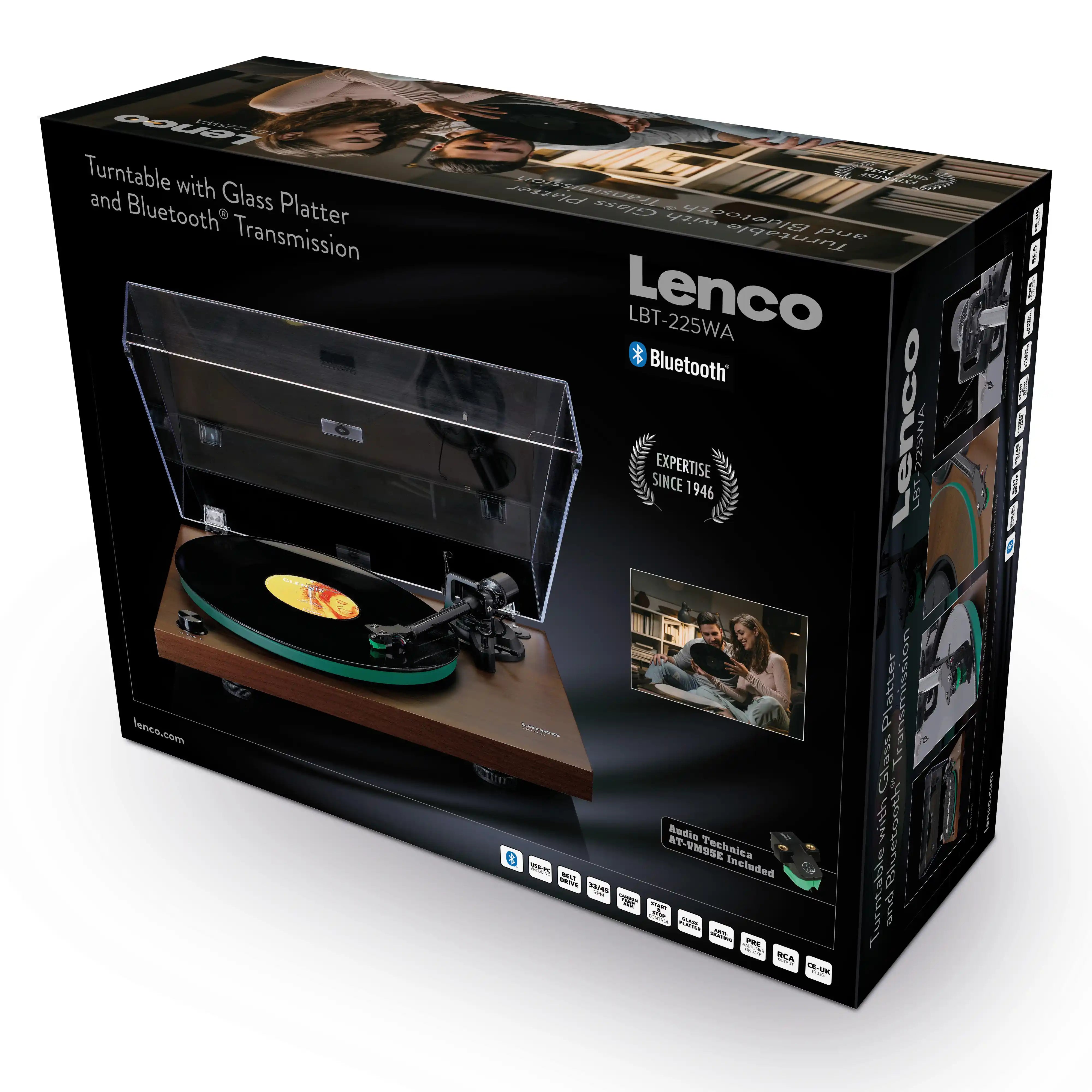 Lenco LBT-225WA Bluetooth Record Player - Walnut