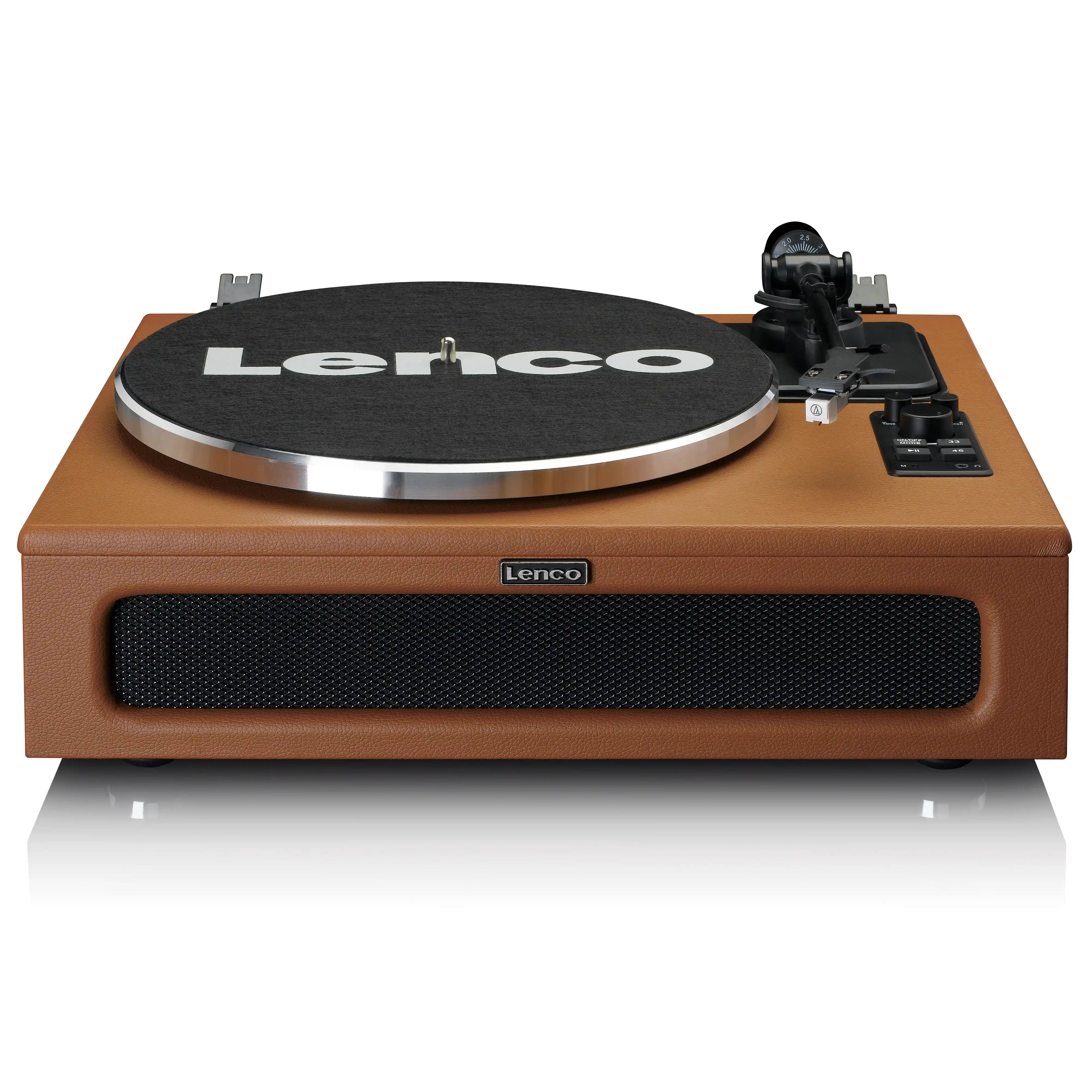 Lenco LS-430 Leather Turntable with 4 built-in bluetooth speakers 50W RMS