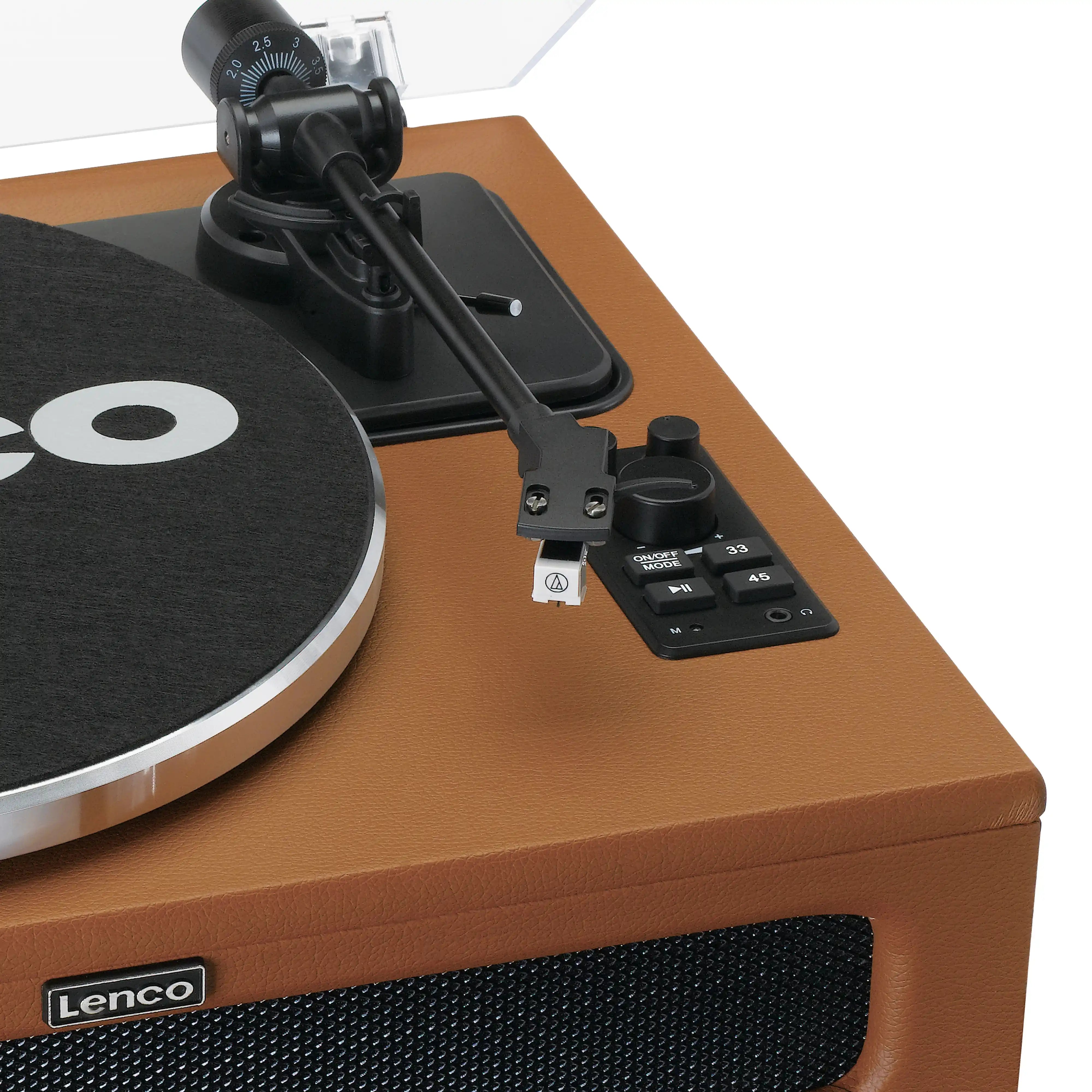 Lenco LS-430 Leather Turntable with 4 built-in bluetooth speakers 50W RMS