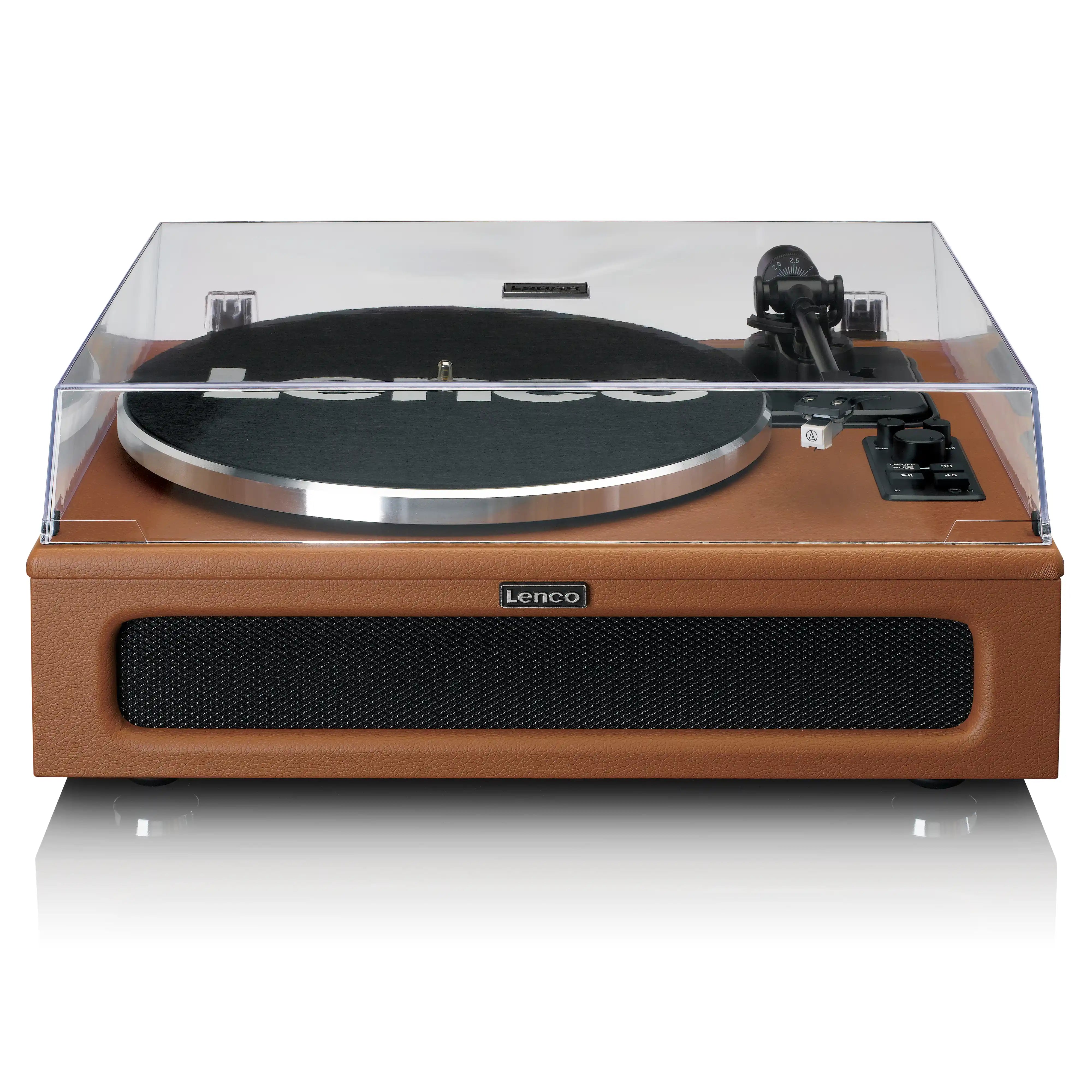 Lenco LS-430 Leather Turntable with 4 built-in bluetooth speakers 50W RMS