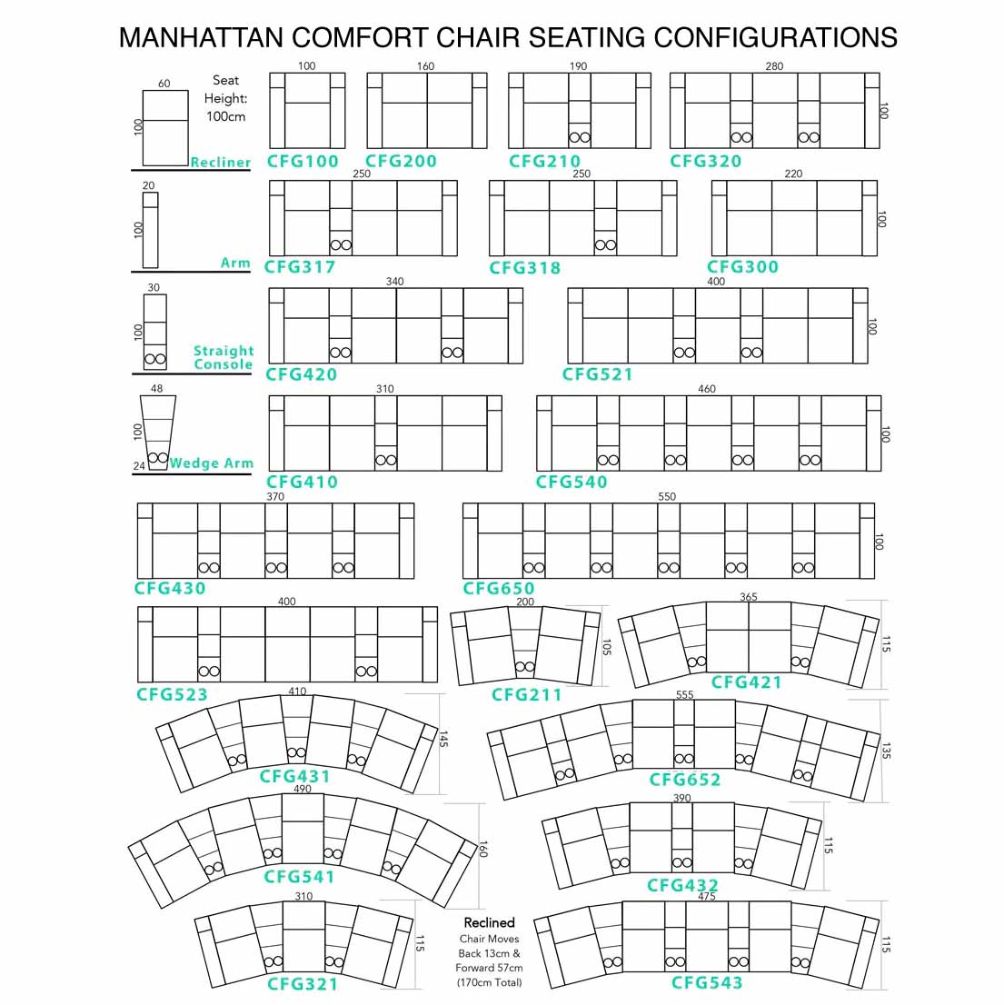 Manhattan Chairs - BROOKLYN PRO SINGLE MOTOR Series (Curved Configuration)
