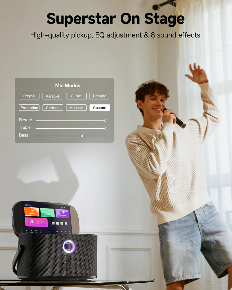 Ikarao SHELL S2 Portable 140W Karaoke Speakers with 8” TouchScreen Display