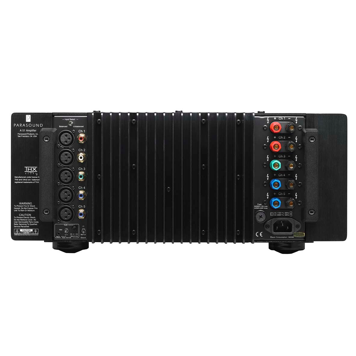 Parasound HALO A51 5CH Home Theatre Power Amplifier - Black