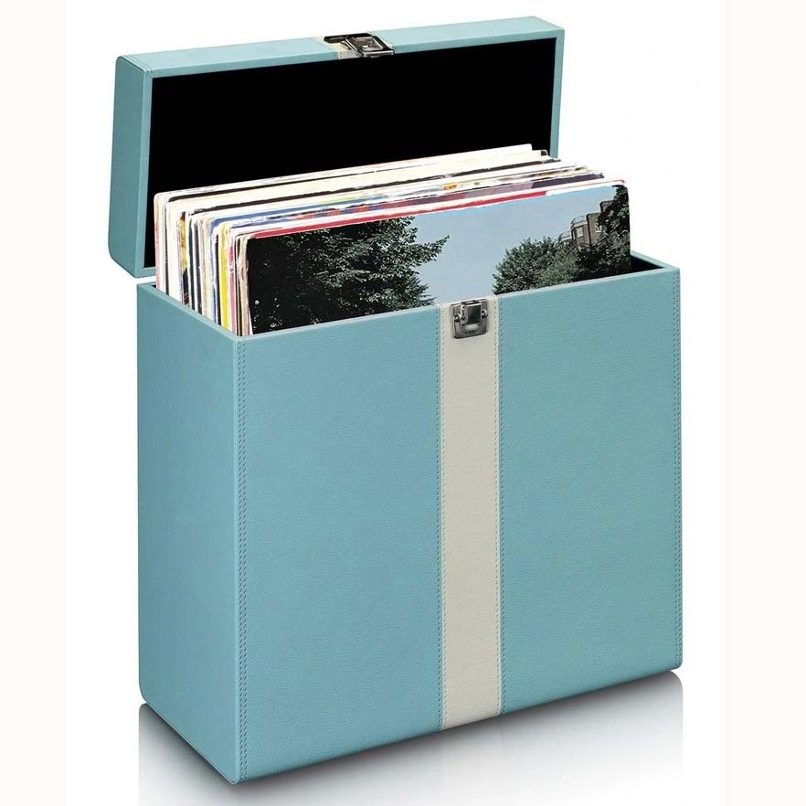 Silcron Vintage Record Case Blue/White