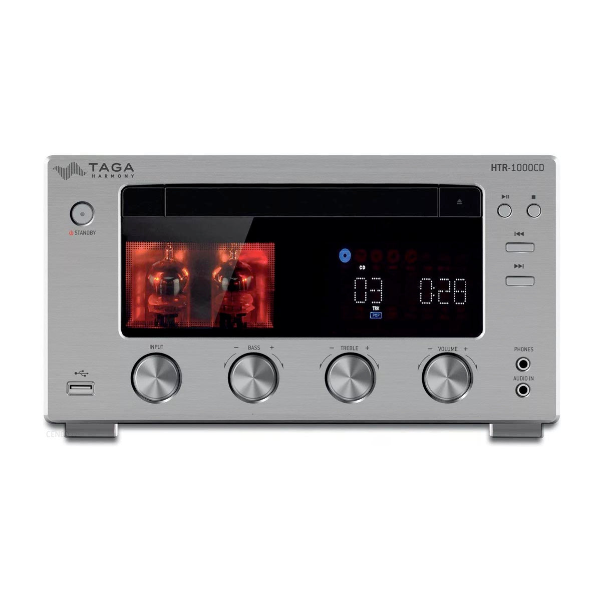 TAGA Harmony HTR-1000CD v.3 Hybrid Stereo DAB+ FM CD Receiver - Silver