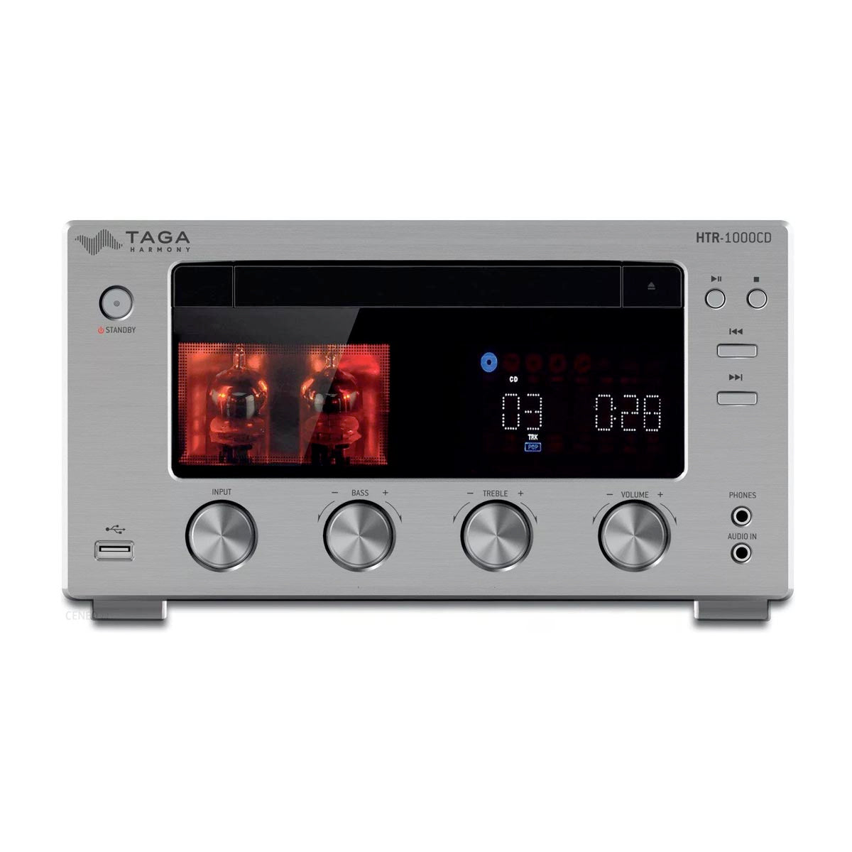 TAGA Harmony HTR-1000CD v.2 Hybrid Stereo DAB+ FM CD Receiver - Silver