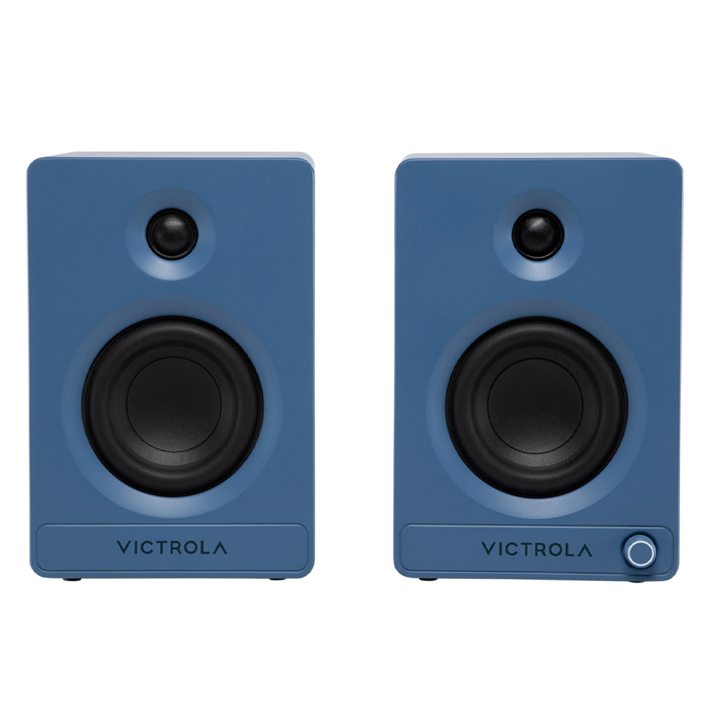 Victrola Automatic Turntable + Victrola Tempo Bookshelf Speakers Bundle - Blue