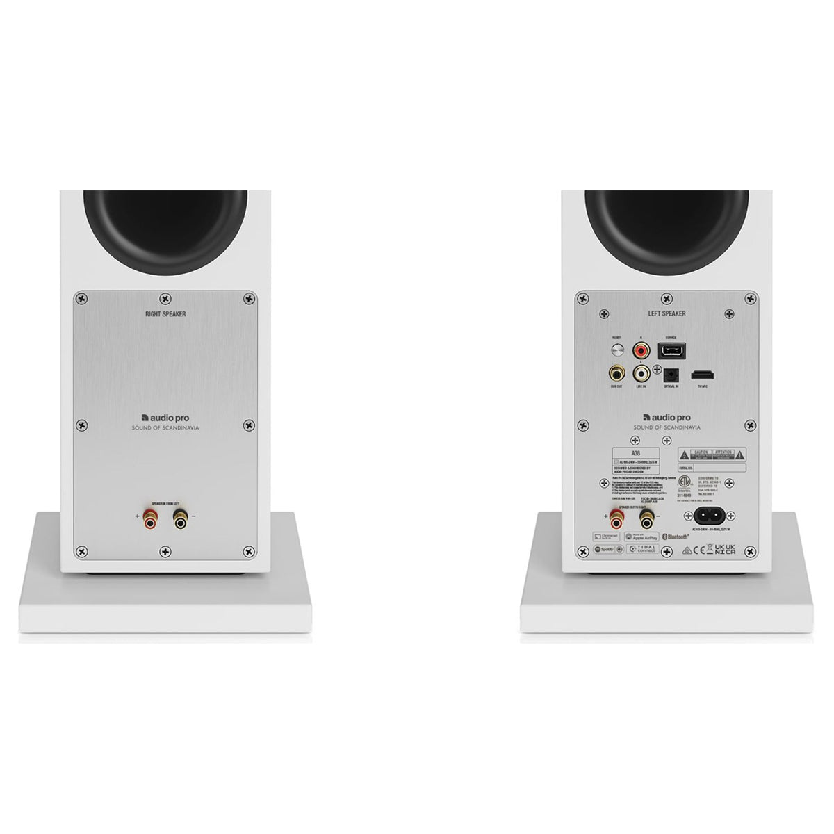 Audio Pro A38 Active Tower Speakers - White - The Audio Experts
