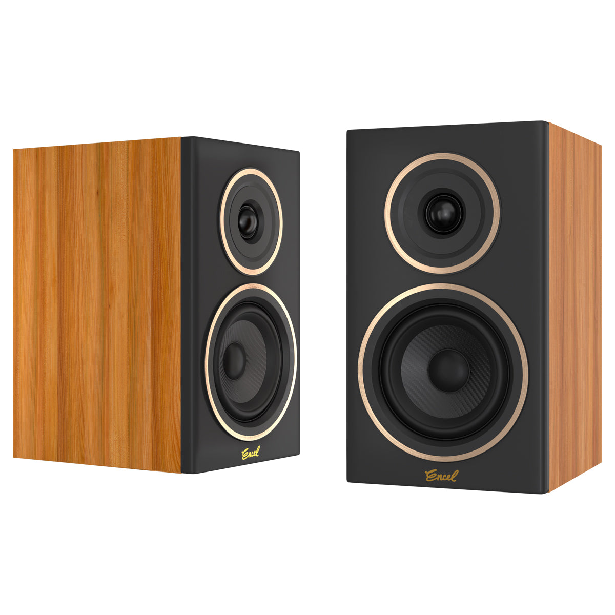 Encel Gelati Bookshelf Speaker Caramel Walnut Black Without Grill - The Audio Experts