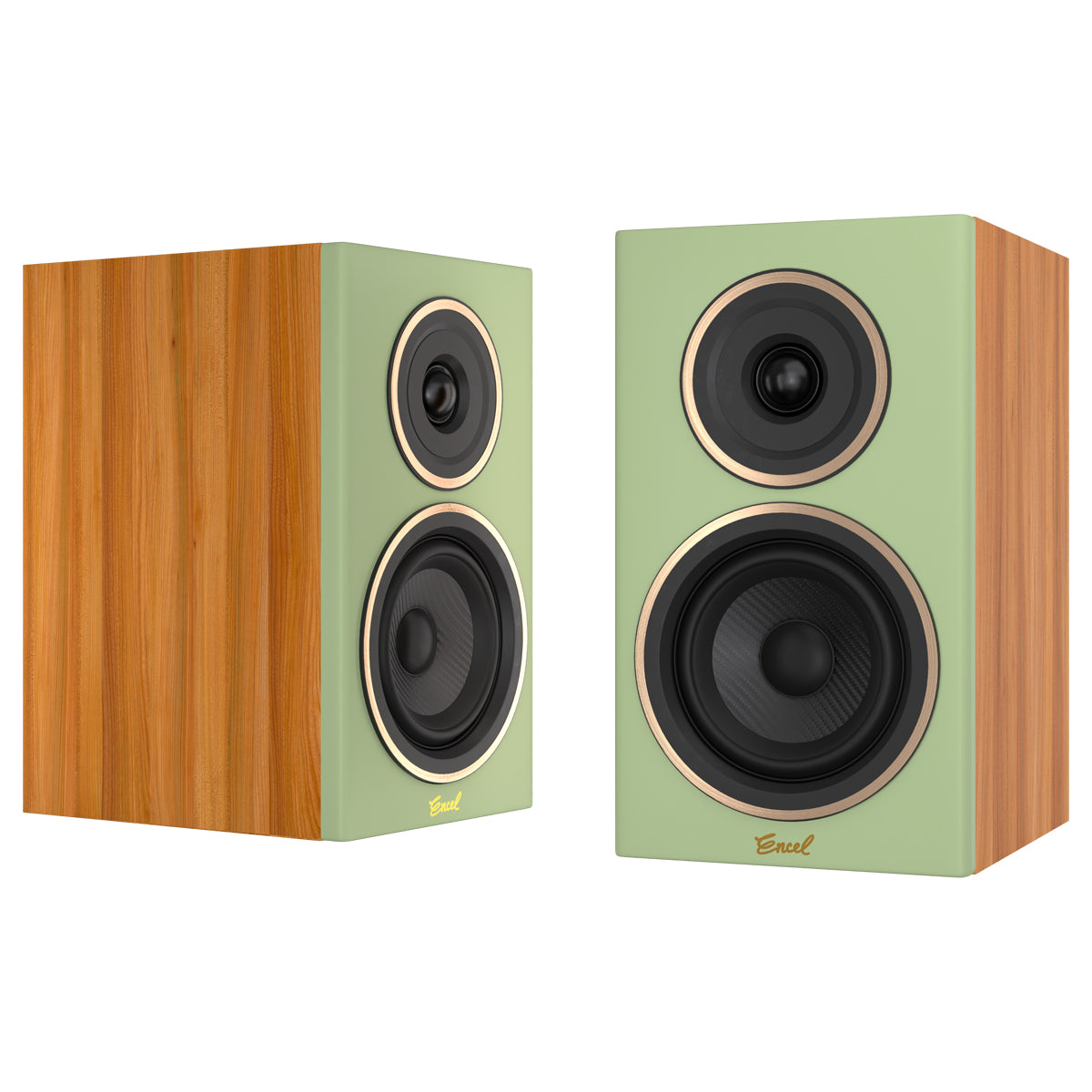 Encel Gelati Bookshelf Speaker Caramel Walnut Pistachio Green Without Grill - The Audio Experts