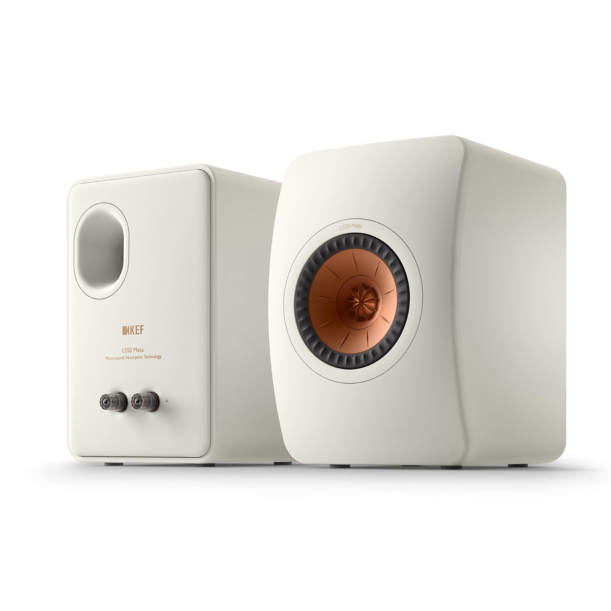 KEF LS50 Meta Bookshelf Speakers - Satin White - The Audio Experts