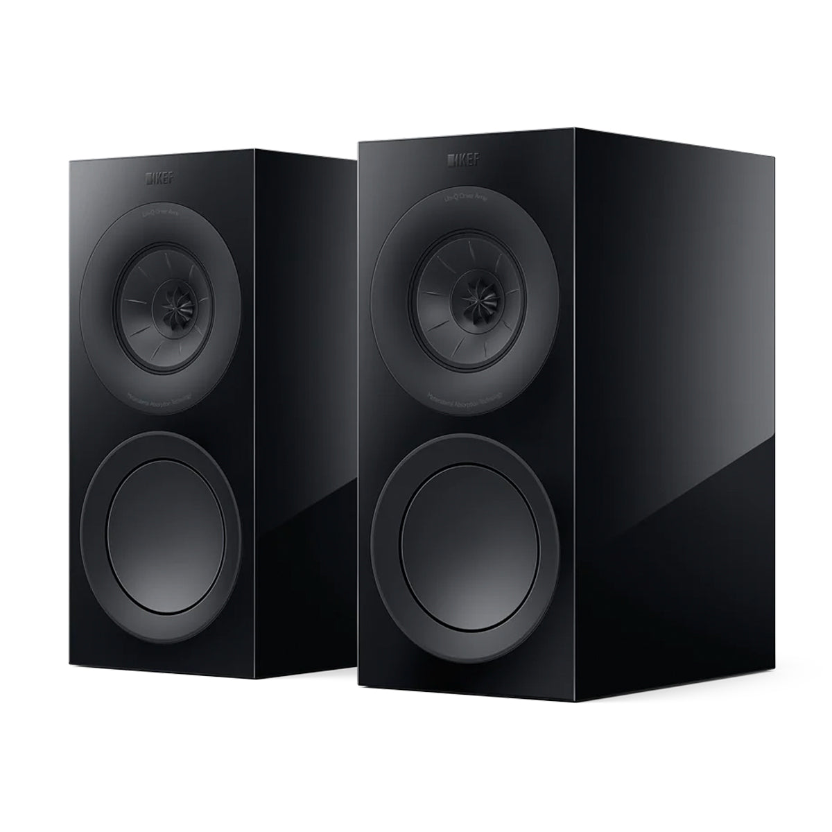 KEF R3 Meta Bookshelf Speakers with grills - Gloss Black - The Audio Experts
