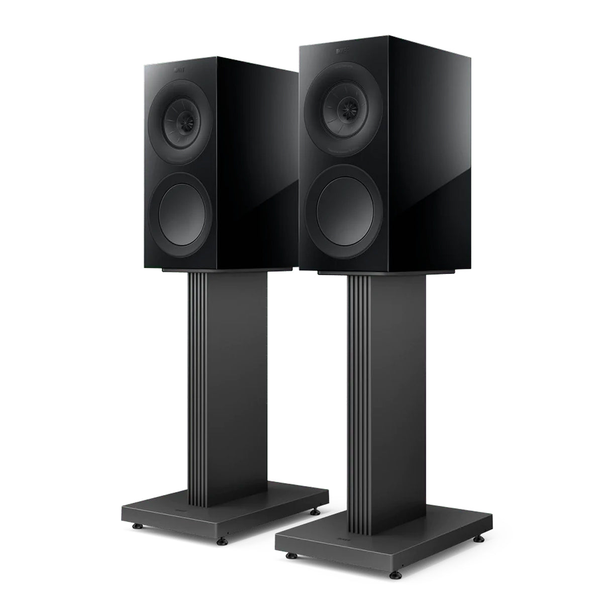 KEF R3 Meta Bookshelf Speakers with grills - Gloss Black - The Audio Experts