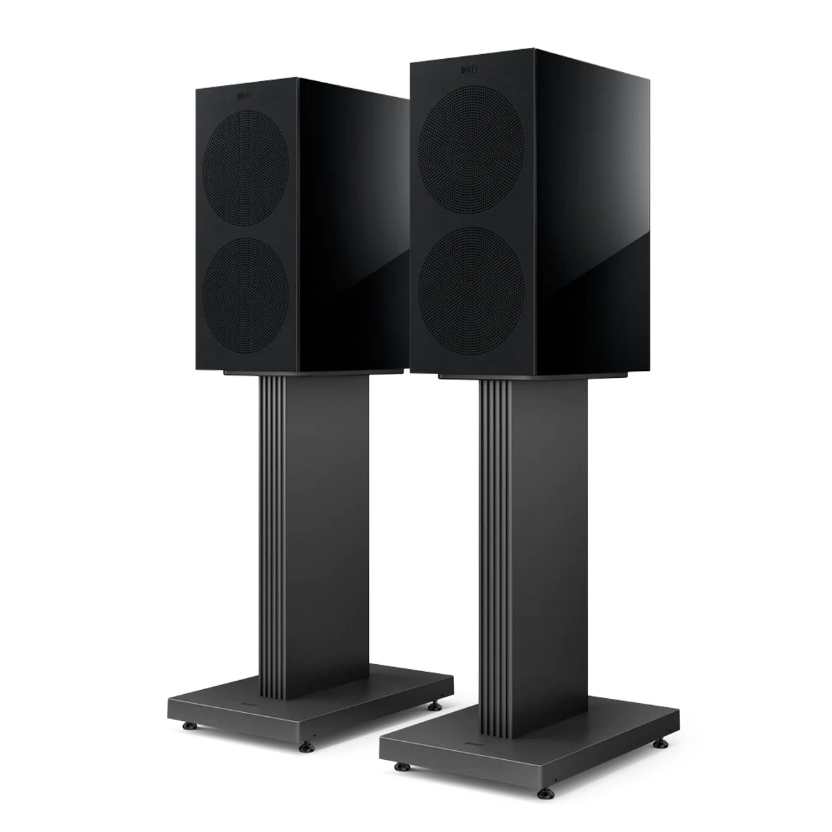 KEF R3 Meta Bookshelf Speakers with grills - Gloss Black - The Audio Experts
