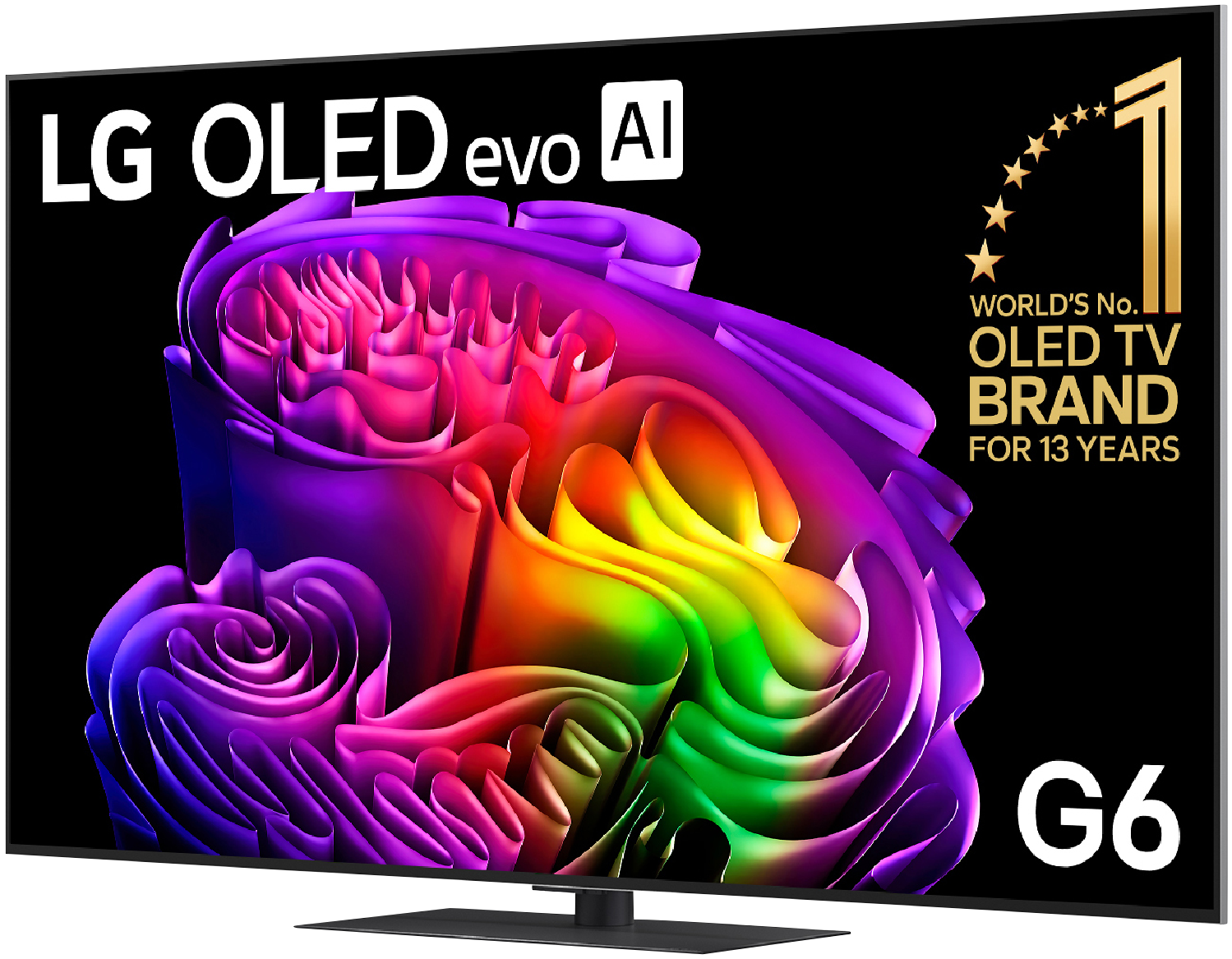 LG OLED evo AI G6 65-inch TV - angled front view