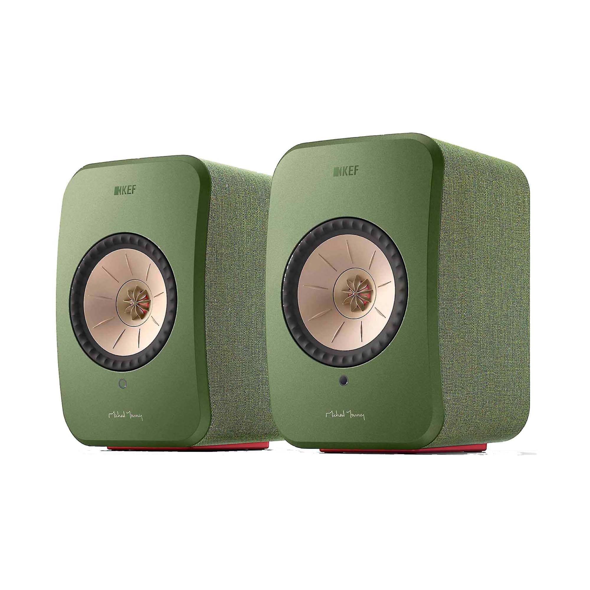 KEF LSX II Wireless Bookshelf Speakers - Olive Green