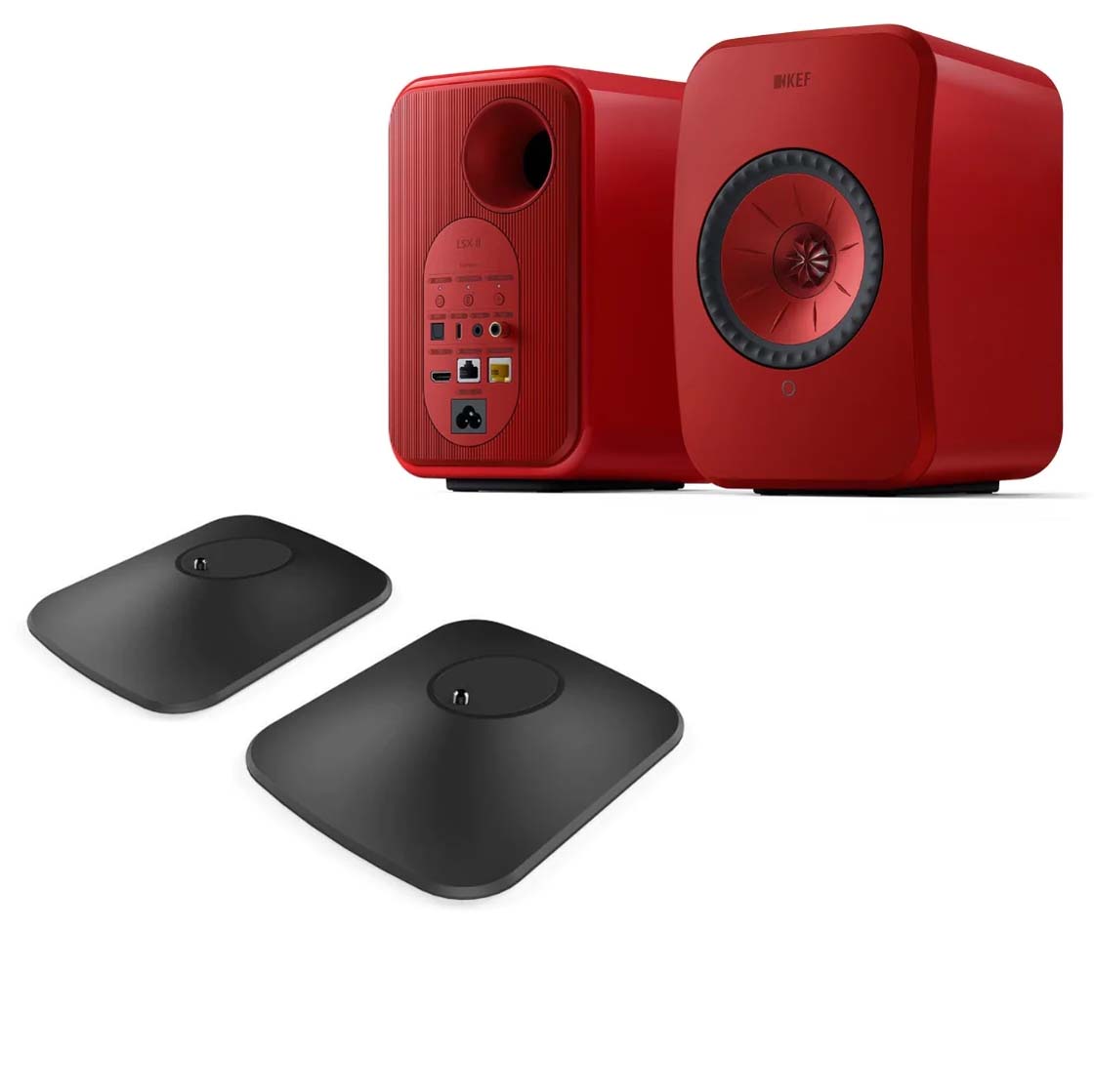 KEF LSX II Wireless Bookshelf Speakers - Lava Red