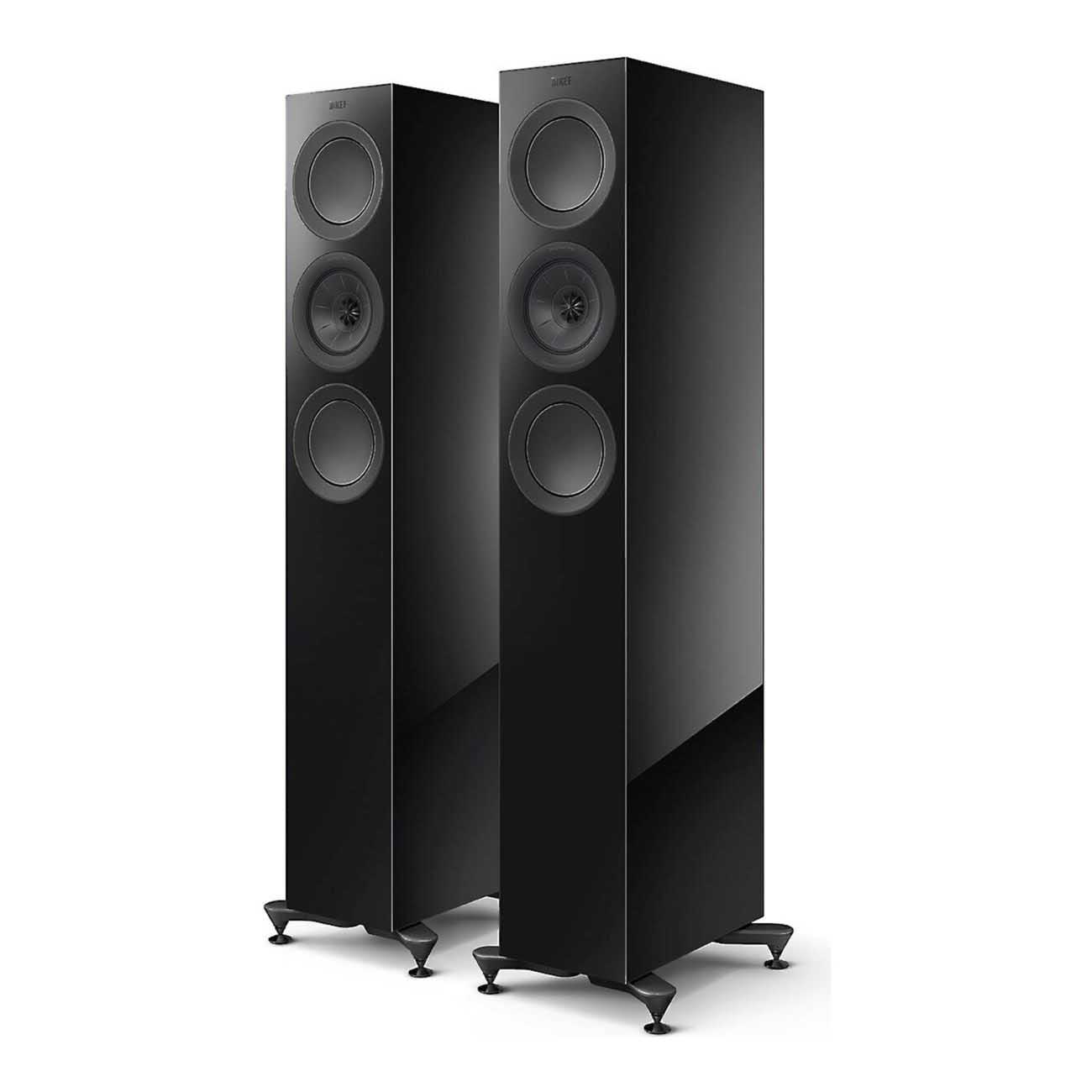 KEF R5 Meta 3-way Floorstanding Speakers with grills - Black