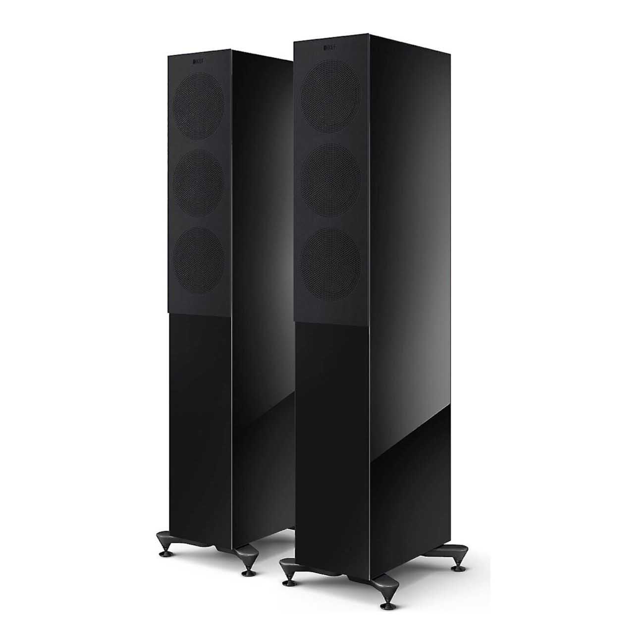 KEF R5 Meta 3-way Floorstanding Speakers with grills - Black