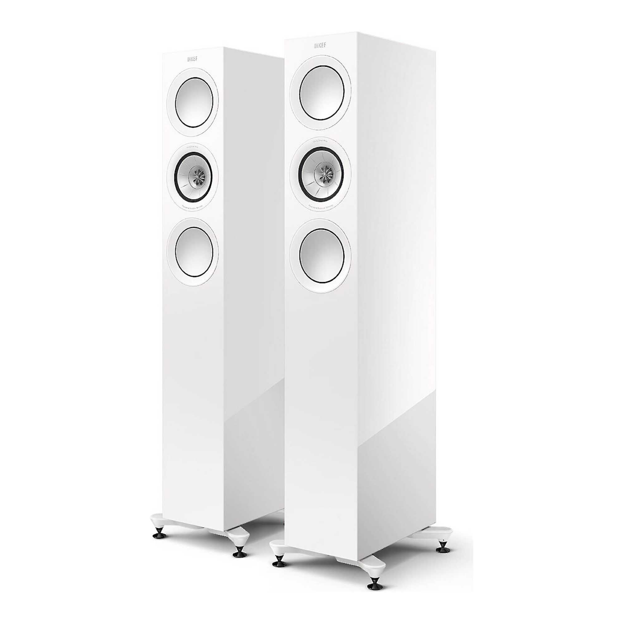 KEF R5 Meta 3-way Floorstanding Speakers with grills - White