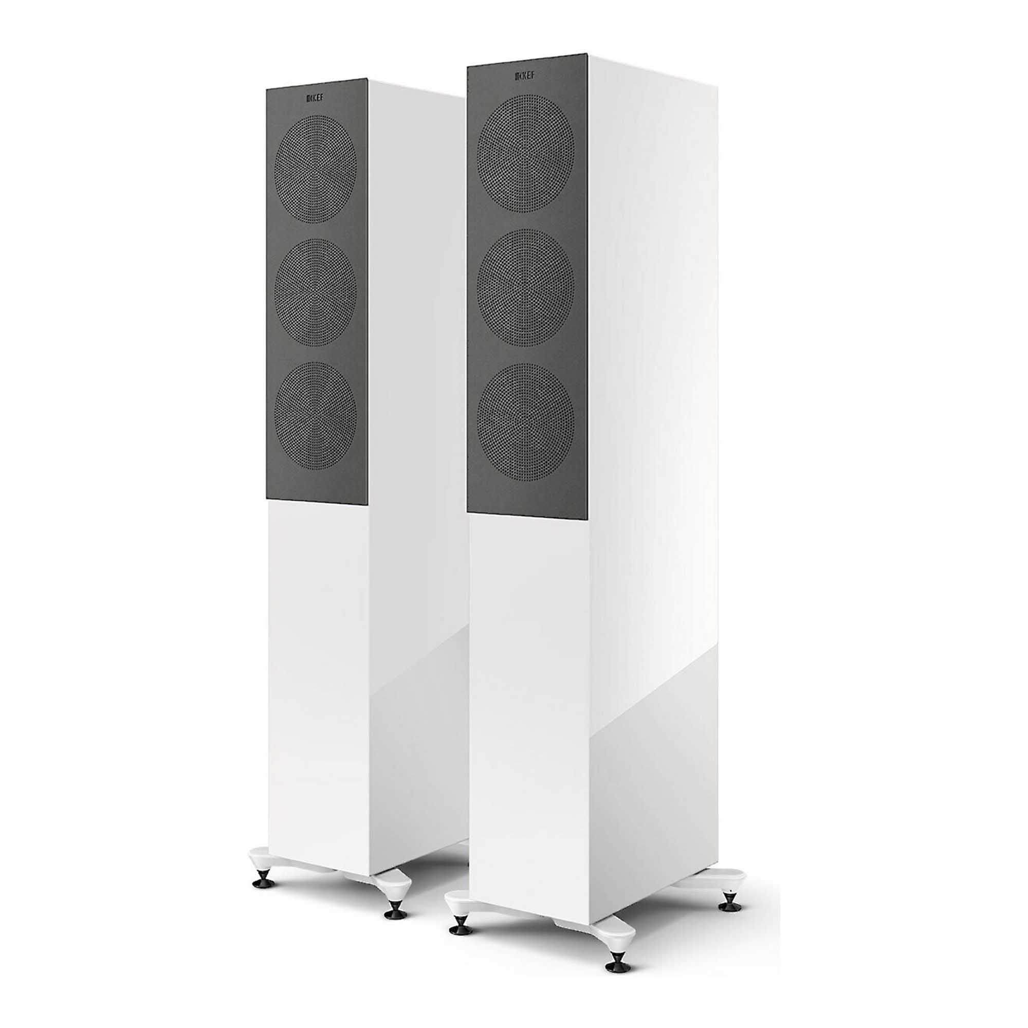 KEF R5 Meta 3-way Floorstanding Speakers with grills - White