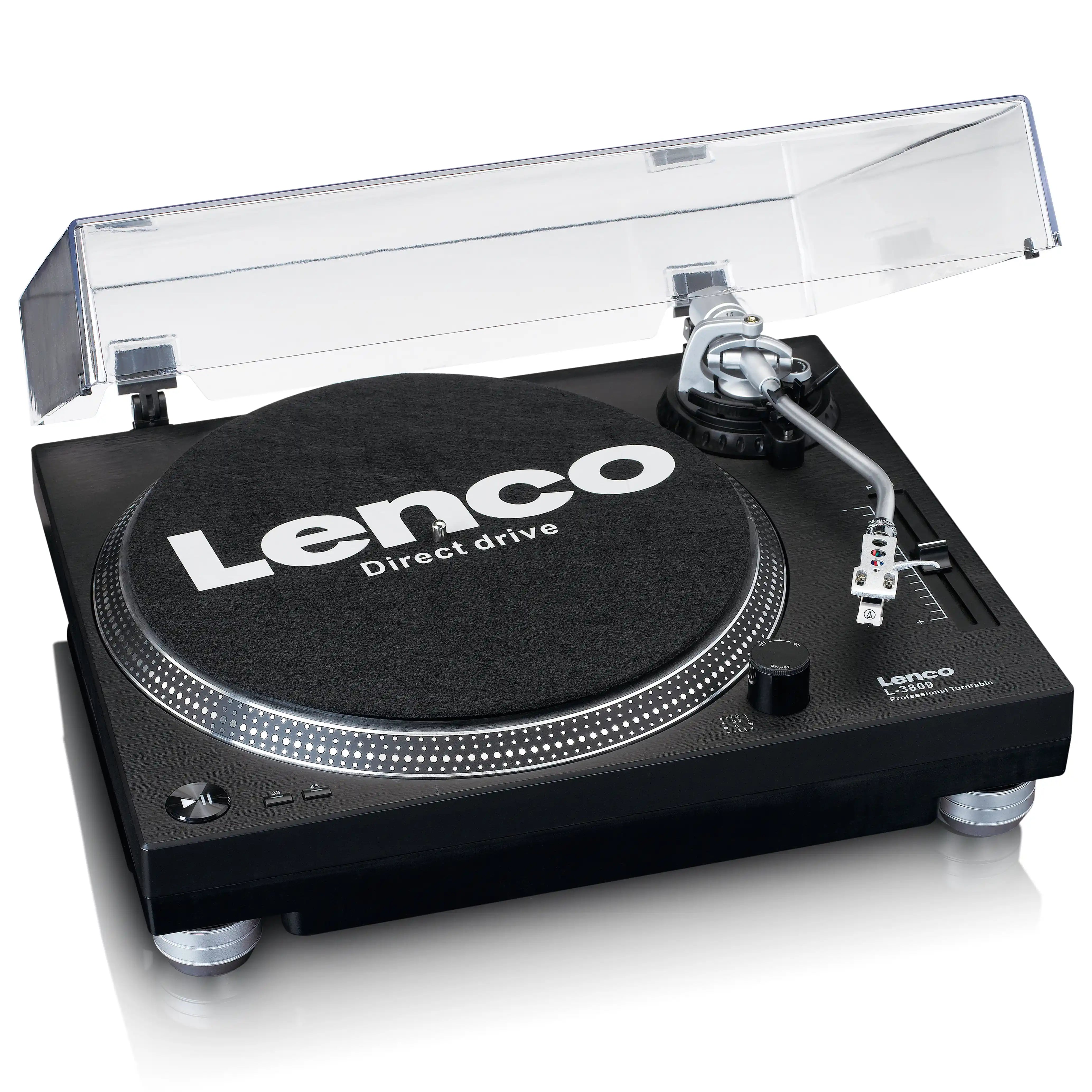Lenco L3809 Direct Drive Turntables | Black | Metallic