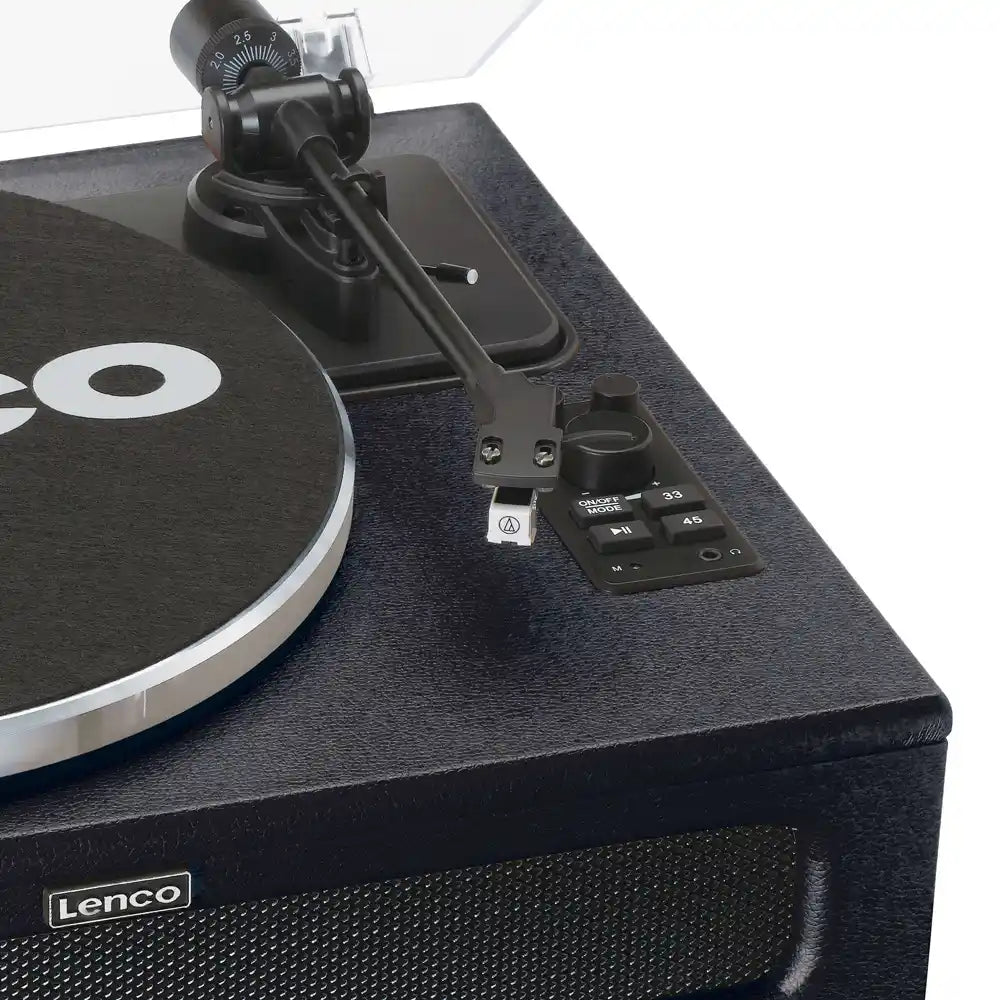 Lenco LS-430 Leather Turntable with 4 built-in bluetooth speakers 50W RMS