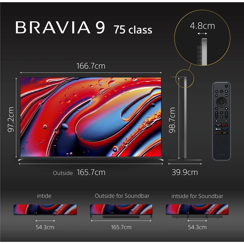 Sony BRAVIA 9 75" XR Mini LED 4K Google TV
