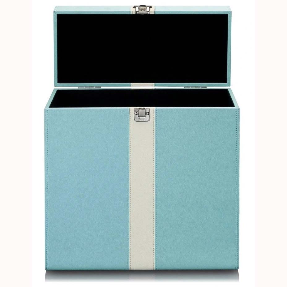 Silcron Vintage Record Case Blue/White