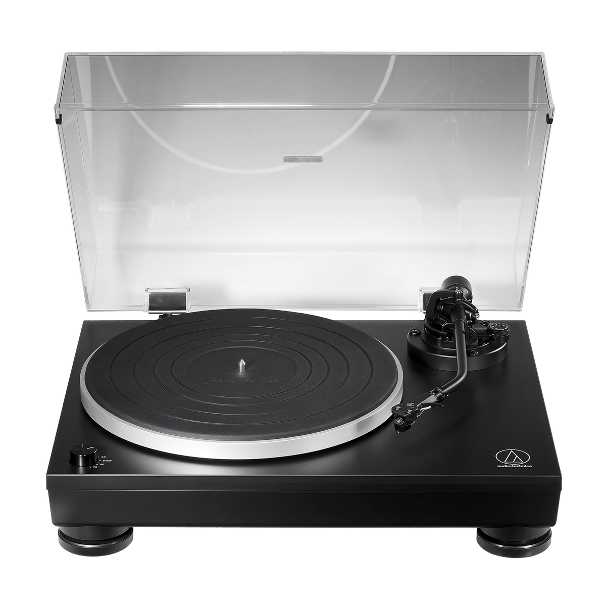 Audio-Technica AT-LP5X front view with clear dust cover open
