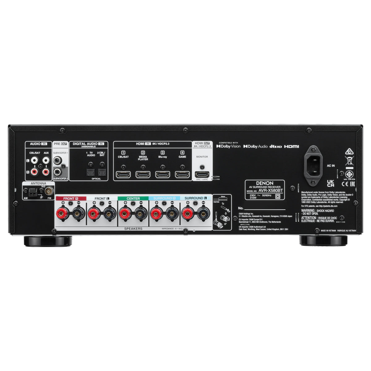 Denon AVR-X580BT 130W x5 Multi-Channel AV Receiver - The Audio Experts