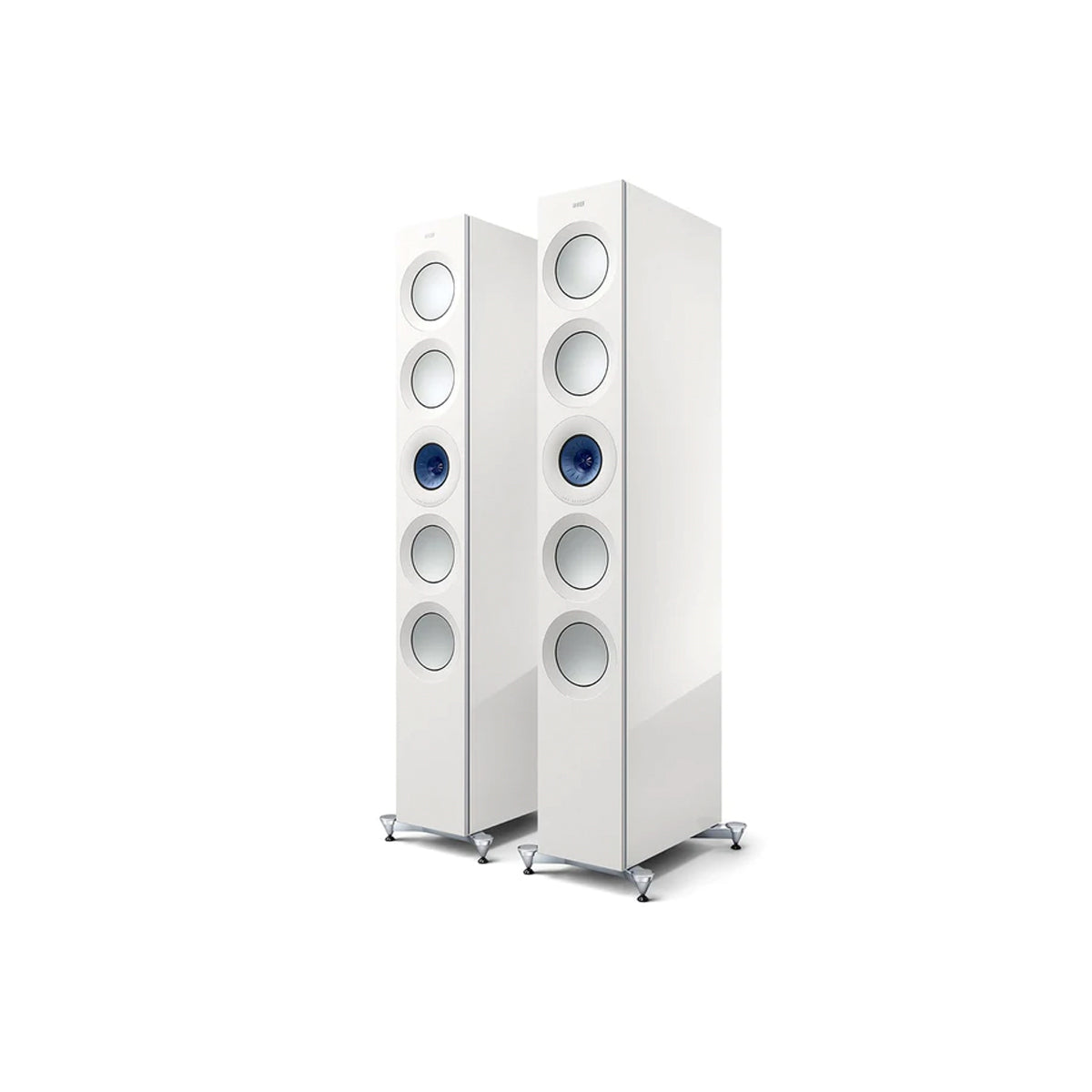 KEF Reference 5 Meta 3-Way 5-Drivers Floorstanding Speakers (pair) - Gross White/Blue - The Audio Experts
