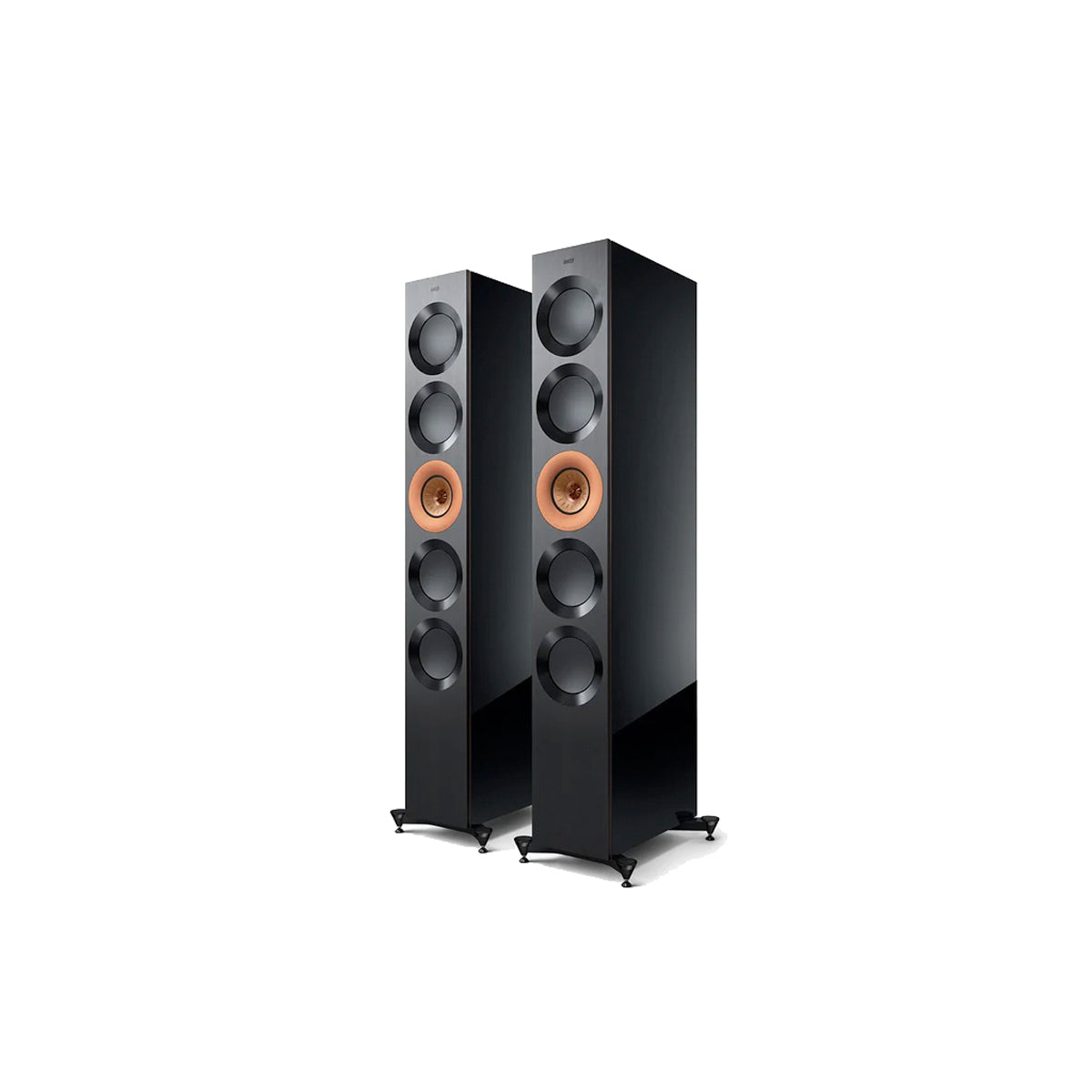 KEF Reference 5 Meta 3-Way 5-Drivers Floorstanding Speakers (pair) - Gloss Black/Copper - The Audio Experts