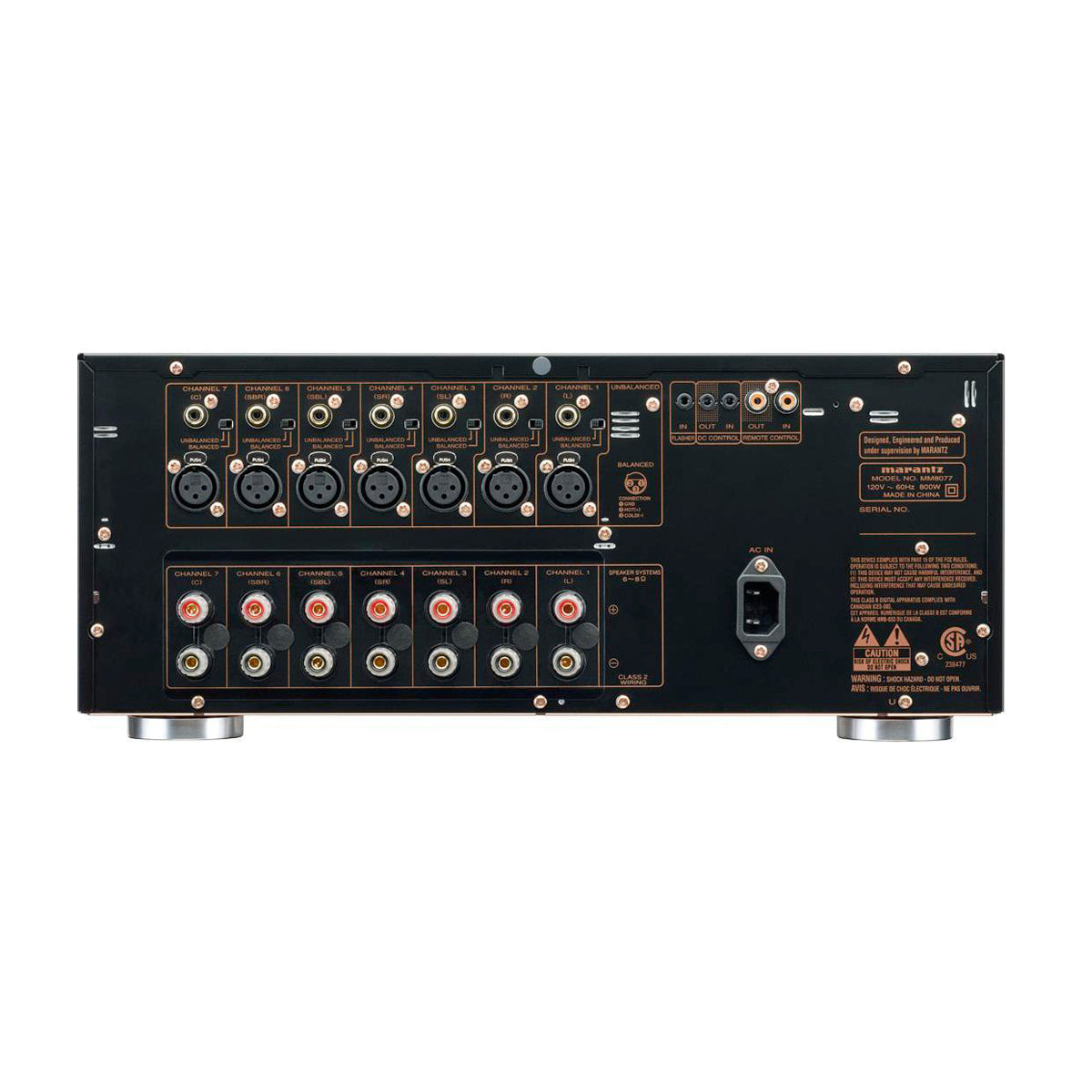 Marantz MM8077 7-channel XLR inputs AV Power Amplifier Black - The Audio Experts