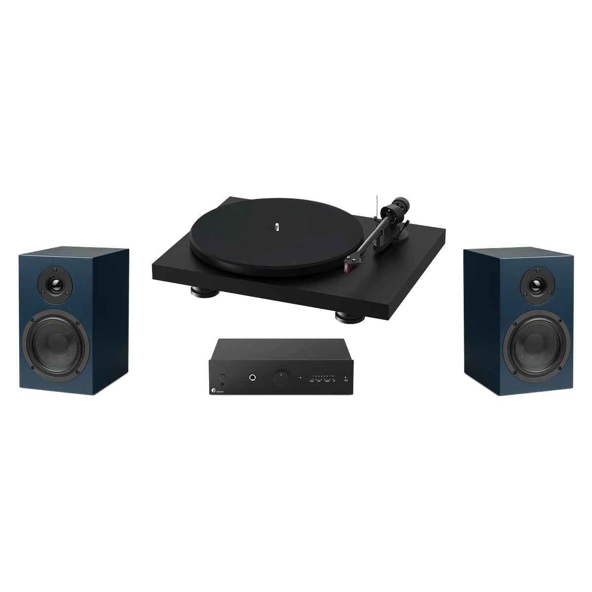 Pro-Ject Colorful Audio System - Black TT/Blue Speakers - The Audio Experts