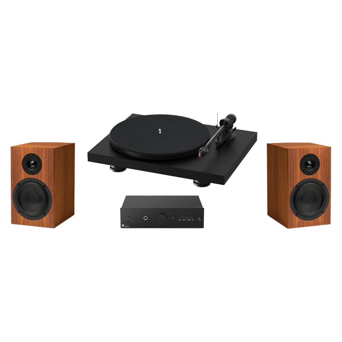 Pro-Ject Colorful Audio System - Black TT/Walnut Speakers - The Audio Experts