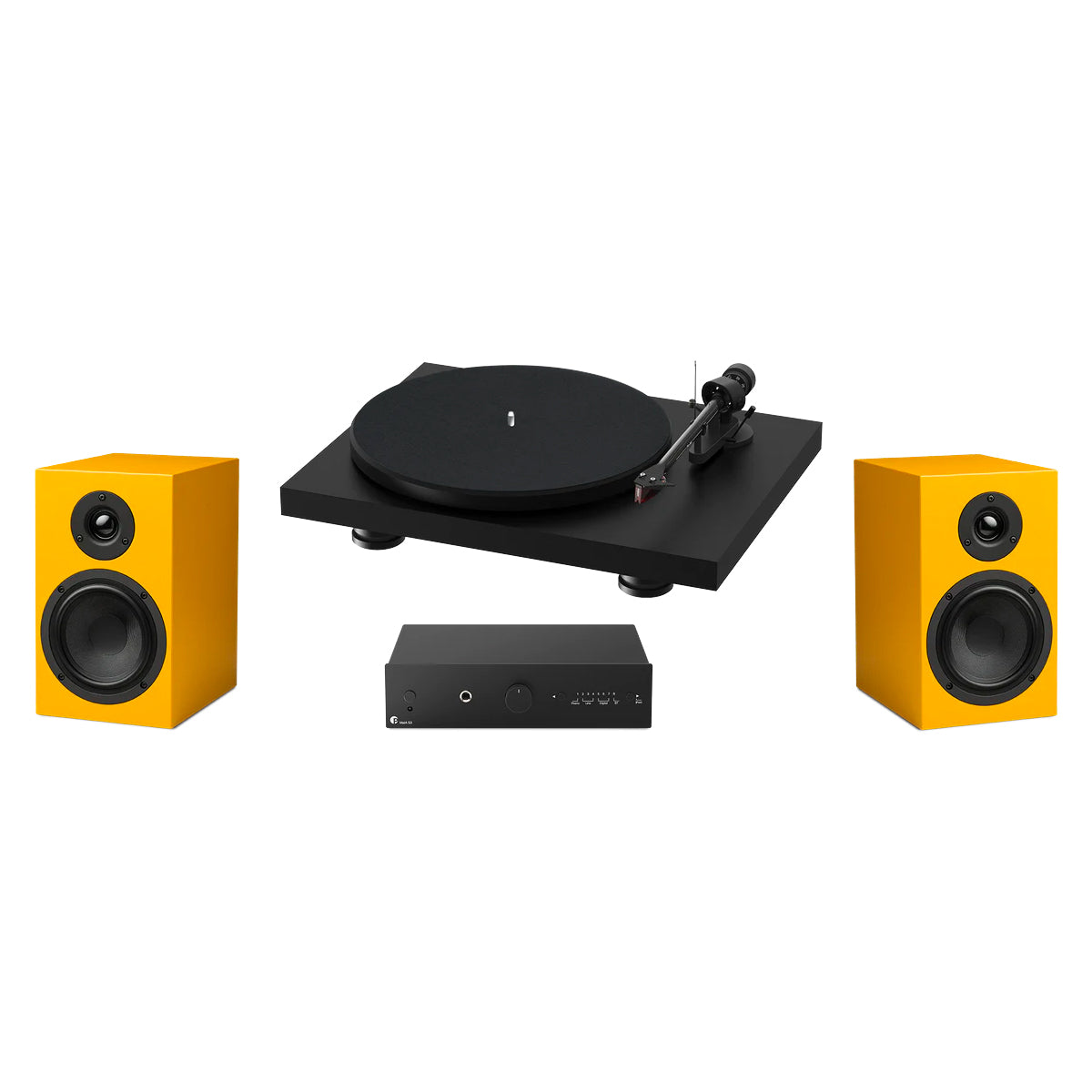 Pro-Ject Colorful Audio System - Black TT/Yellow Speakers - The Audio Experts